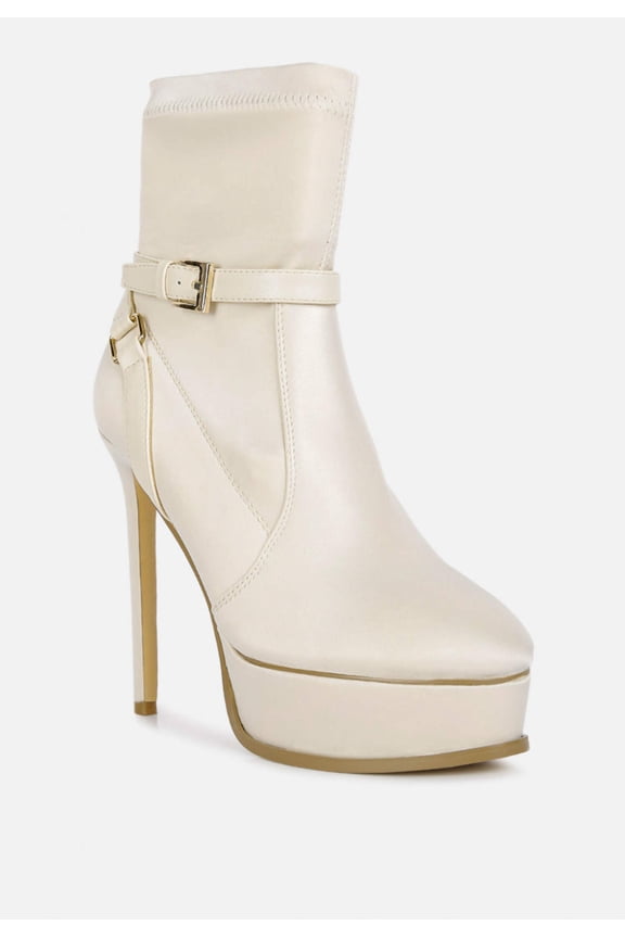 DOESBURG Beige Satin Stiletto Ankle Boot