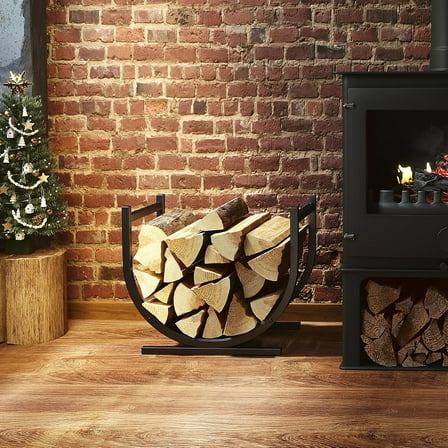 DOEWORKS Indoor Firewood Rack Decorative Wood Holder Fireside Log Rack