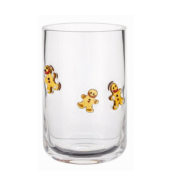 Holiday Time Gingerbread Man Charm Drinking Glass 16 OZ