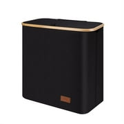 DOFASAYI Laundry Hamper with lid - 130L XL- Large Laundry Basket with lid with Bamboo Handles, Portable Clothes Hamper for Dorm Room, Bedroom,Black