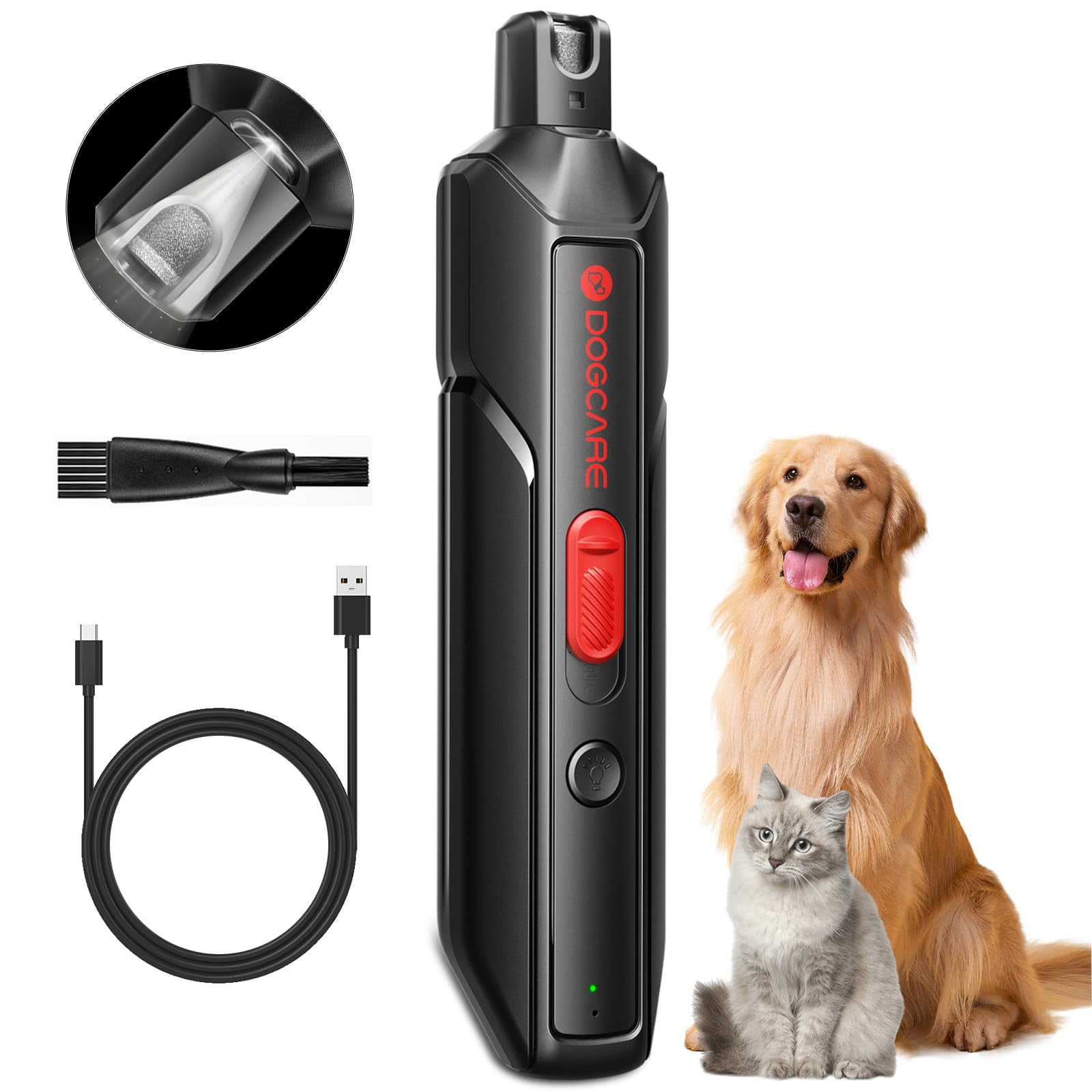 DOG CARE Dog Grinder, Ultra Quiet Dog Trimmers with LED Light & 2 ...