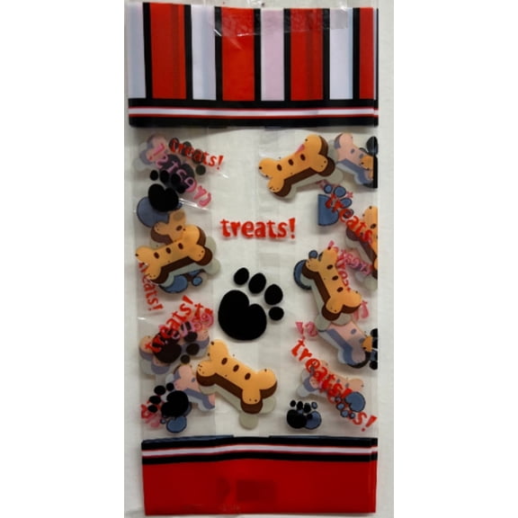 DOG TREATS and BONES Cello Bag - 7"H X 3"W X 2"D (Pack of 50)