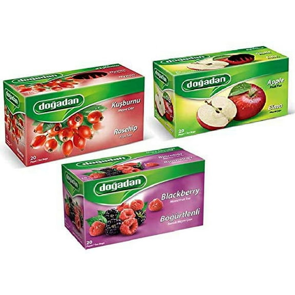 DOGADAN SKIN PROTECTION, FRUIT TEAS PACK OF 3 MIX (APPLE, ROSEHIP, BLACKBERRY) 60 teas