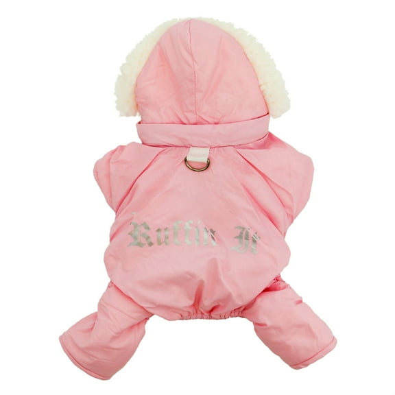 DOGGIE DESIGN Pink Ruffin It Dog Snowsuit - Large (L)