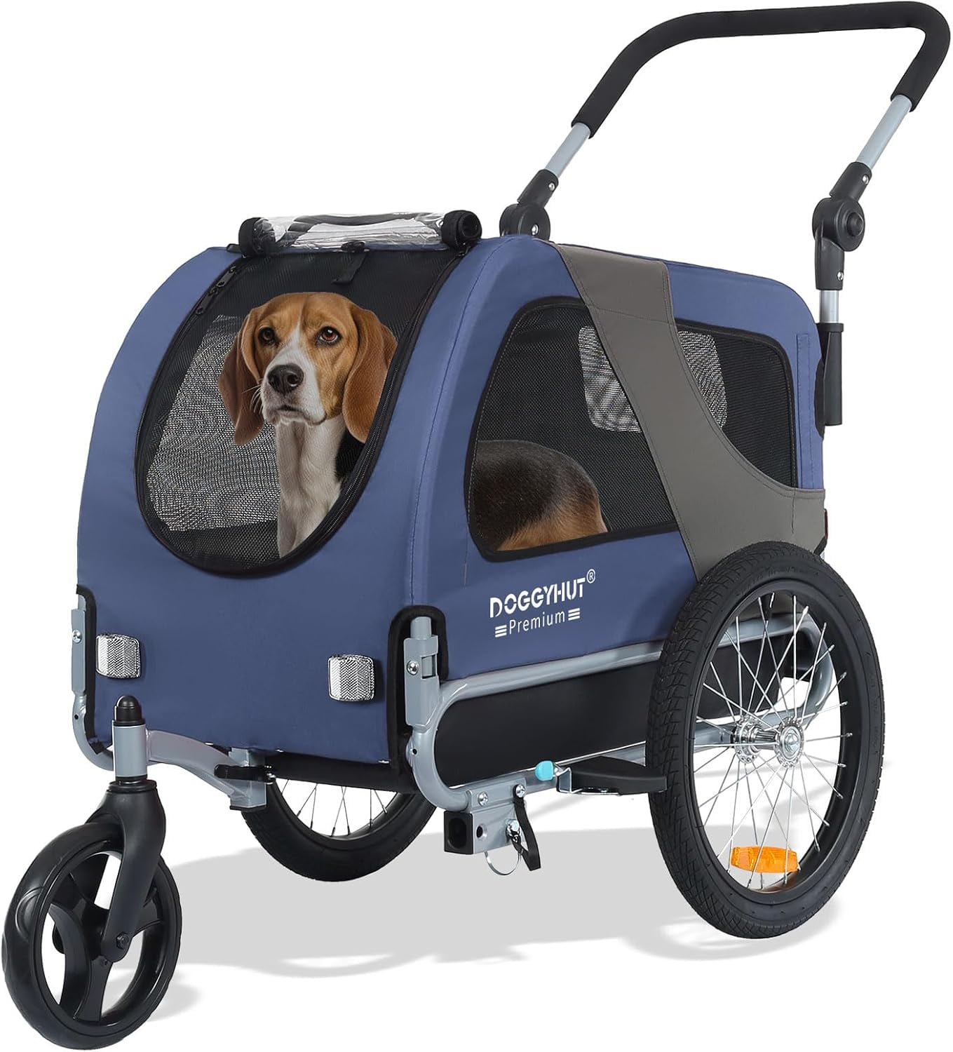 DOGGYHUT® Premium M Pet Bike Trailer & Stroller 2in1,for Dogs up to