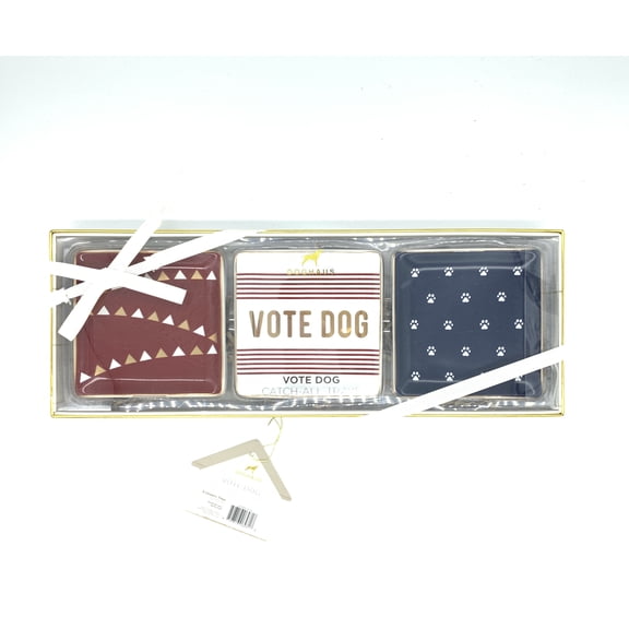 DOGHAUS Ceramic "VOTE DOG"  CATCH-ALL TRAYS 3 IN BOX 4"