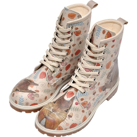 DOGO Long Boots for Women – Vegan Leather and Unique Design Womens Winter Boots, Comfortable and Stylish Womens Boots, Squirrel Design, Size 7.5