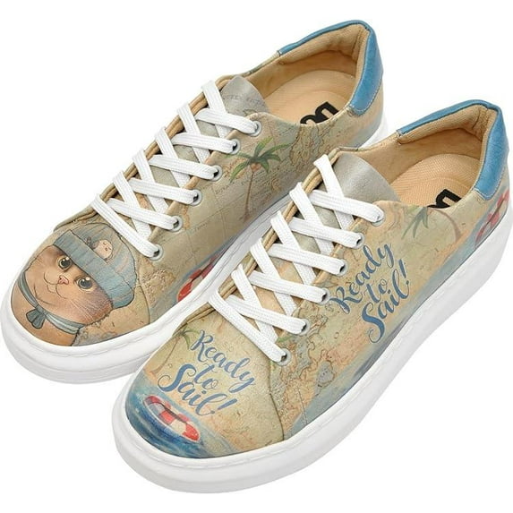 DOGO Wedge Sneakers for Women - Handmade and Vegan Leather Platform Sneakers for Women, Unique Chunky Sneakers Ready to Sail Design, Size 5