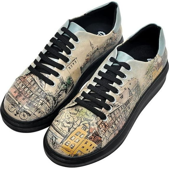 DOGO Wedge Sneakers for Women - Handmade and Vegan Leather Platform Sneakers for Women, Unique Chunky Sneakers Take A Walk Design, Size 7