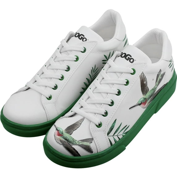 DOGO White Sneakers for Women - Handmade Women's Fashion Sneakers, Vegan Leather and Unique Design, Comfortable Shoes for Women, Ace Sneakers Soar The Sky Design, Size 9.5