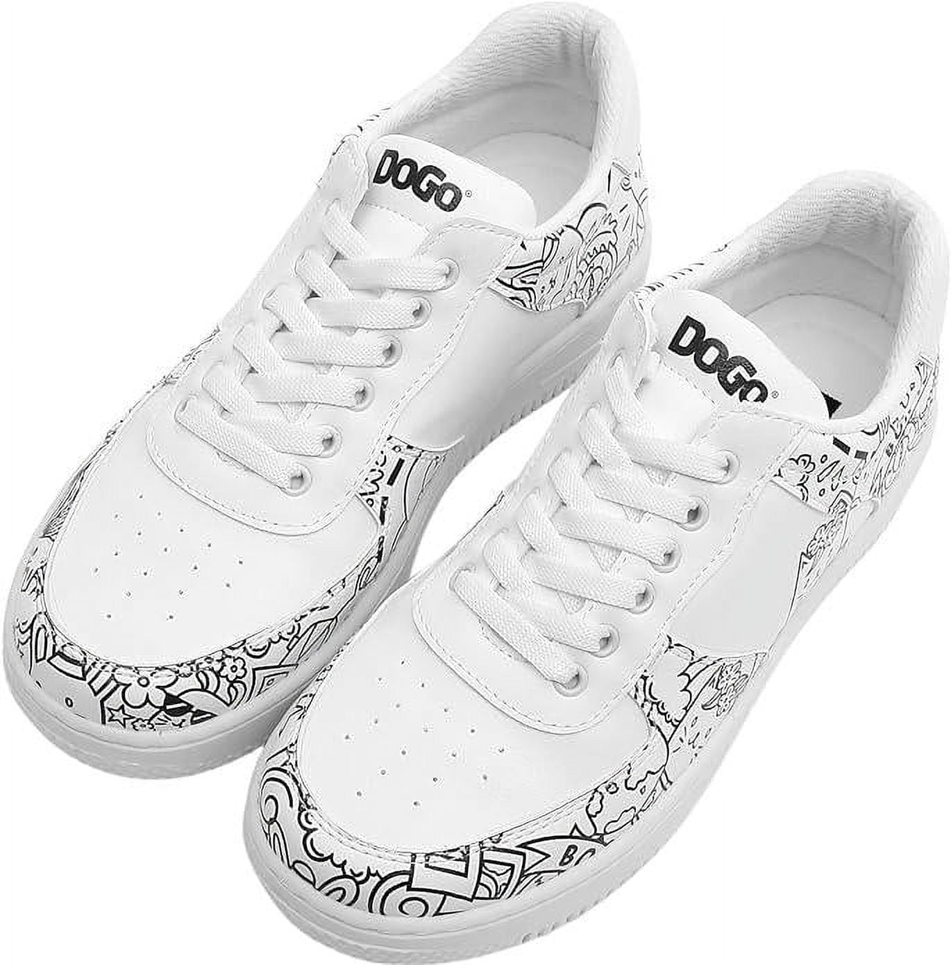 DOGO White Vegan Leather Sneakers For Women - Handmade Fashion Sneakers, Comfortable Ace-Style Shoes, Thermoplastic Polyurethane Sole