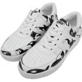 thumbnail image 1 of DOGO White Sneakers for Women - Handmade Women's Fashion Sneakers, Vegan Leather and Unique Design Dice Sneakers Flowing Orca Design, Size 9, 1 of 5