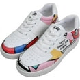 thumbnail image 1 of DOGO White Sneakers for Women - Handmade Women's Fashion Sneakers, Vegan Leather and Unique Design Dice Sneakers Painting in Harmony Design, Size 10, 1 of 5