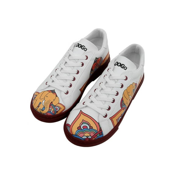 DOGO White Sneakers for Women - Handmade Women's Fashion Sneakers, Vegan Leather and Unique Design, Womens Sneakers India Design, Size 8.5