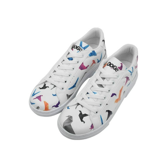 DOGO White Sneakers for Women - Handmade Women's Fashion Sneakers, Vegan Leather and Unique Design, Womens Sneakers Paper Like Design, Size 7.5