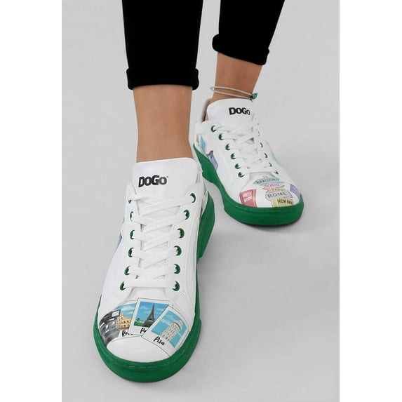 DOGO White Sneakers for Women - Handmade Women's Fashion Sneakers, Vegan Leather and Unique Design, Womens Sneakers Ready to Travel Design, Size 8.5