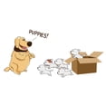 thumbnail image 1 of DOGS & PUPPIES - Dug Days UP Movie Quote Kids Bedroom Decoration Art Mother Dog & Puppies In A Box Design Vinyl Adhesive Sticker Pet Shop Wall Decal - Removable Wall Sticker 10" x 4", 1 of 3