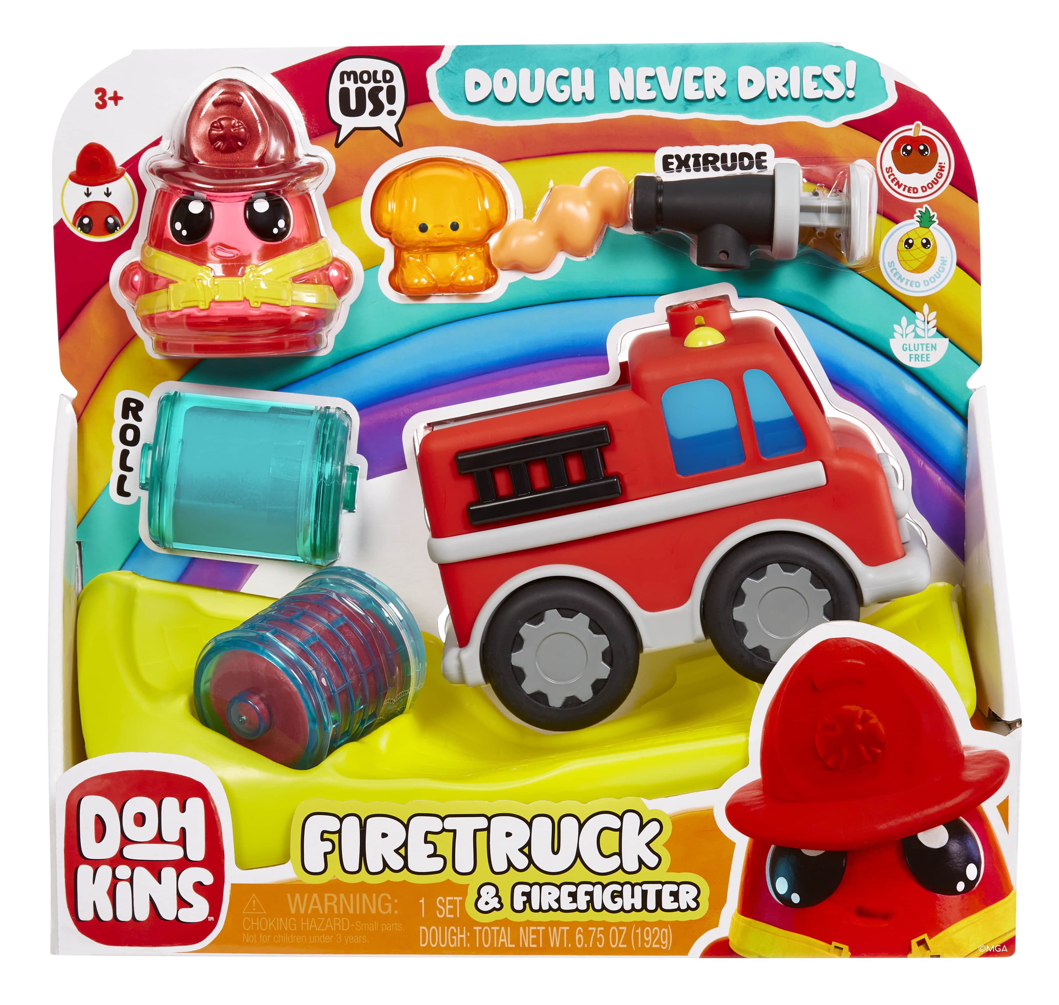 DohKins, Fire Truck & Firefighter Scented Dough Kit, Ages 3+