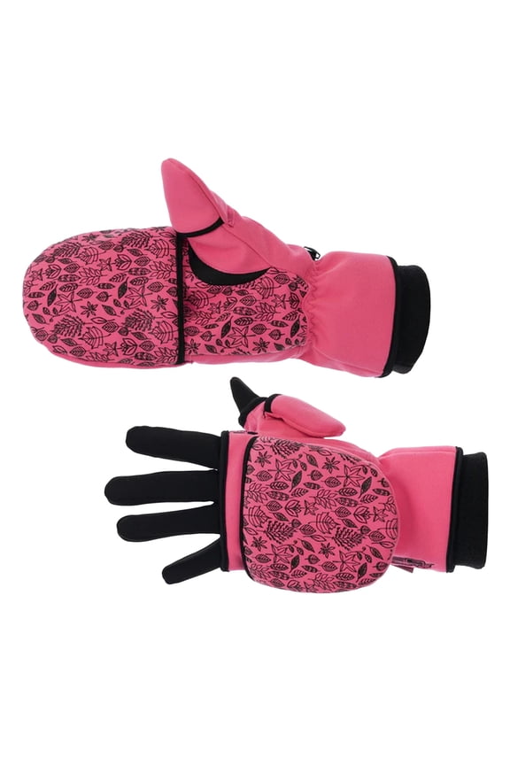 DOING SOMETHING GREAT Women's Flip Top 4.0 Mitten with Glove Liner, Color: Blaze Pink, Size: M (518111)