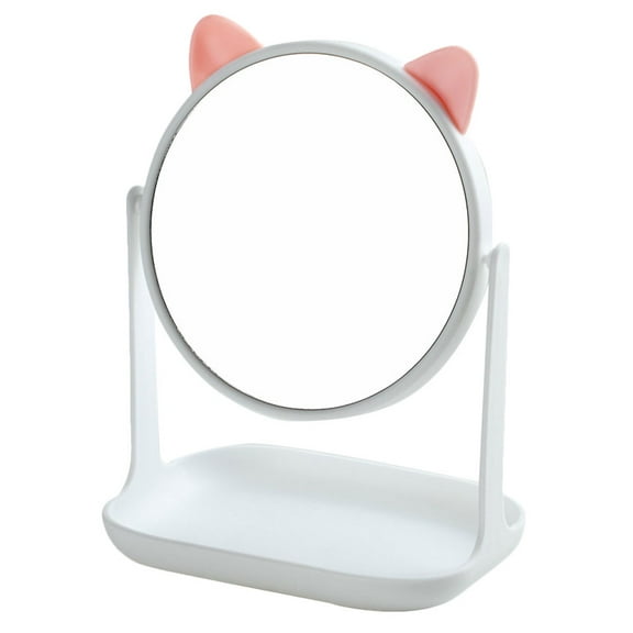 DOITOOL 1pc Desktop Makeup Mirror Plastic Storage Tray Design Girl Makeup Mirror