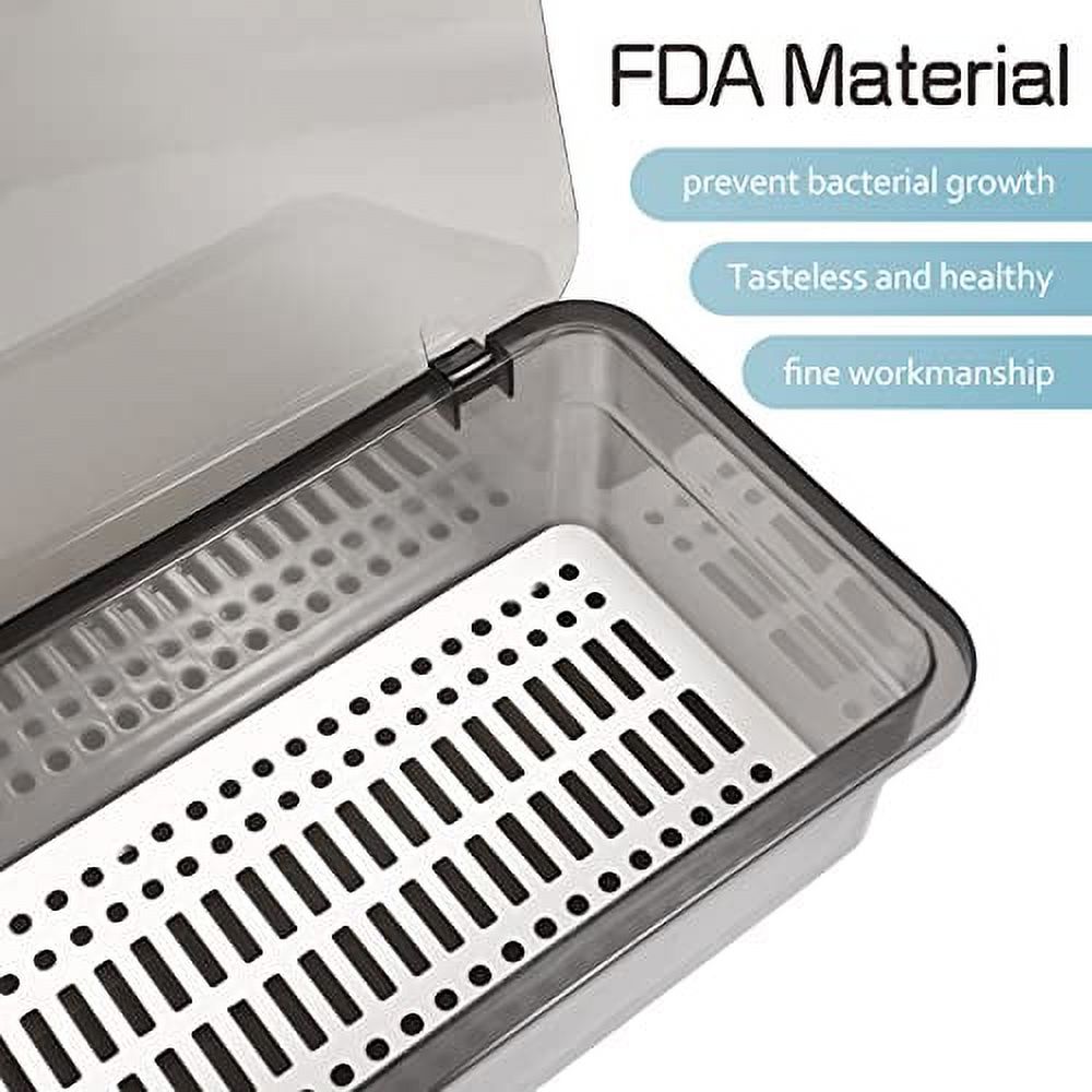 DOITOOL 3PCS Flatware Tray with Lid and Drainer, Tableware Utensil and