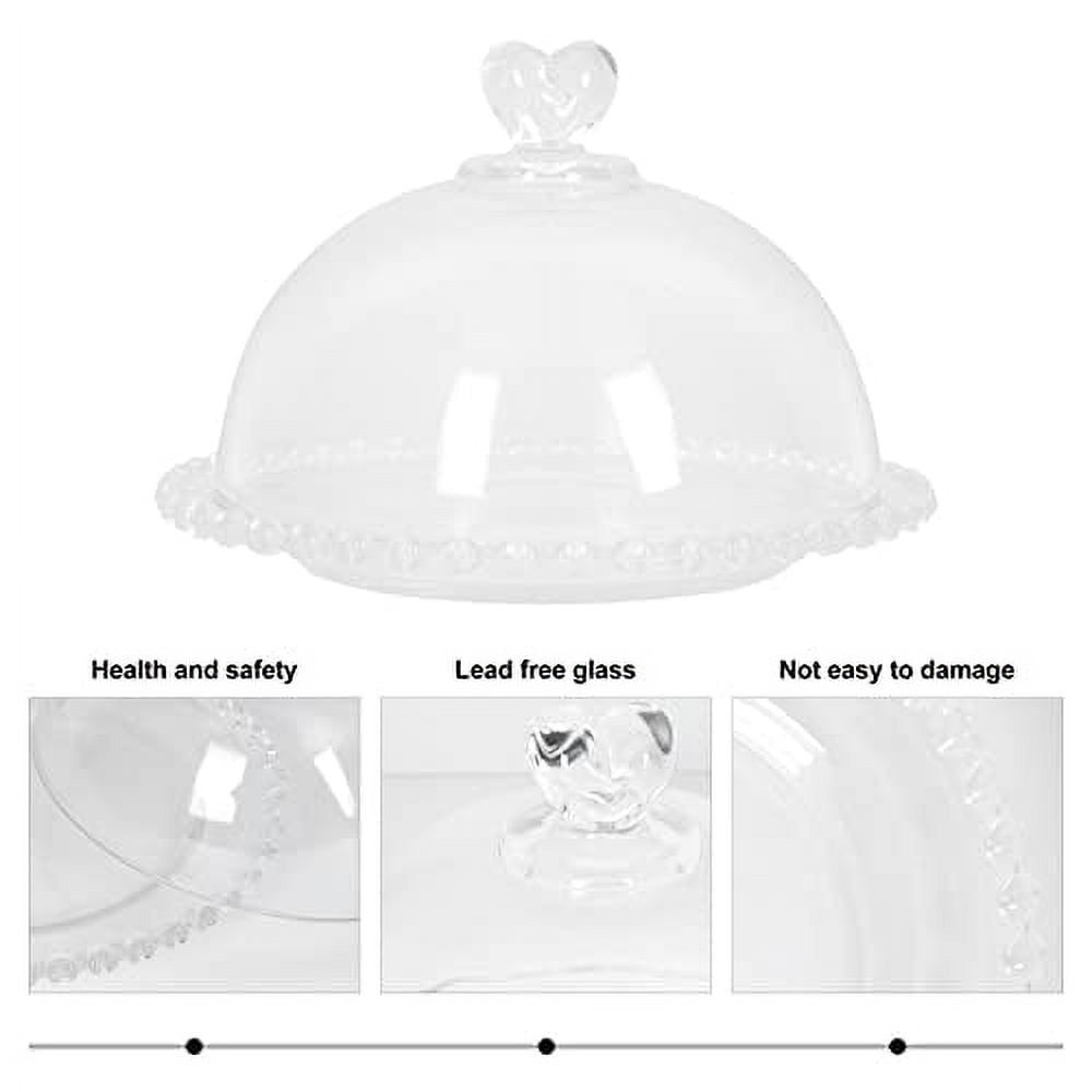 DOITOOL Clear Glass Butter Dish with Dome Lid Crystal Covered Butter