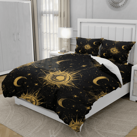 DOJLIO 3D Star Printed Duvet Cover Comforter Cover Set King Size Besutiful Moon Bedclothes Star Room Decor Duvet Cover Cartoon Theme