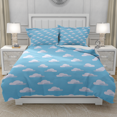thumbnail image 1 of DOJLIO 3D White Cloud Printed Duvet Cover Bedding Sets Full Size Cartoon White Cloud Bedclothes Cartoon Cloud Quilt Cover Sky Theme with 1 Comforter Cover 2 Pillowcases, 1 of 5