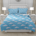thumbnail image 1 of DOJLIO 3D White Cloud Printed Duvet Cover Bedding Sets King Size Cartoon White Cloud Bedclothes Cartoon Cloud Quilt Cover Sky Theme with 1 Comforter Cover 2 Pillowcases, 1 of 5