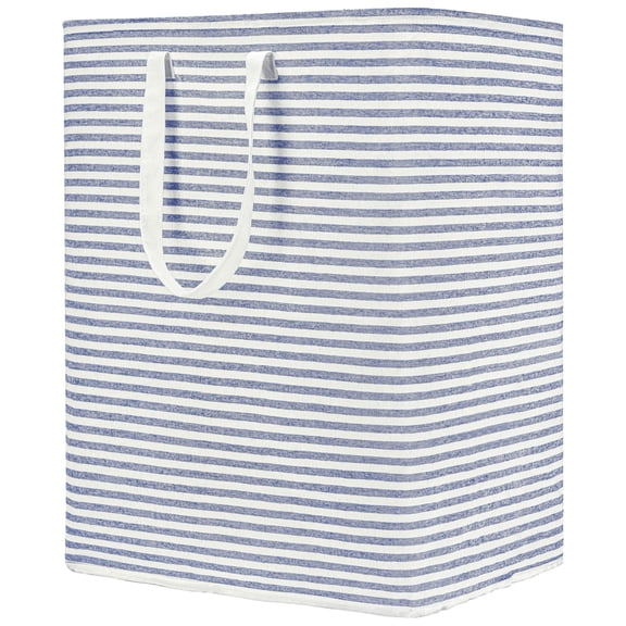DOKEHOM 120L Freestanding Laundry Hamper with Handle, Collapsible Extra Large Cotton Storage Basket for Clothes (Blue)