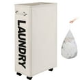 thumbnail image 1 of DOKEHOM 29-Inches Enlarged Slim Laundry Basket with Removable Wash Bag on Wheels, Collapsible Rolling Laundry Hamper, Foldable Narrow Corner Clothes Storage Bins (Beige), 1 of 10