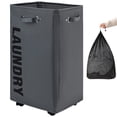 thumbnail image 1 of DOKEHOM 29-Inches X-Large Laundry Basket with Removable Wash Bag on Wheels, Collapsible Rolling Laundry Hamper, Foldable Clothes Organizer, Folding Washing Bin (Dark Grey), 1 of 10