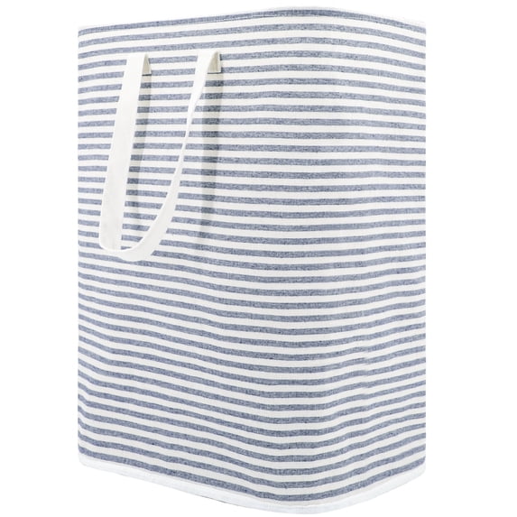 DOKEHOM 80L Freestanding Laundry Hamper with Handle, Collapsible Large Cotton Storage Basket for Clothes (Blue)