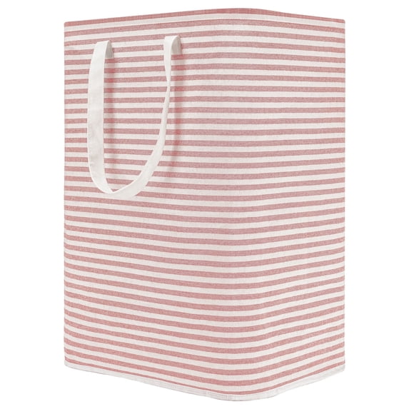 DOKEHOM 80L Freestanding Laundry Hamper with Handle, Collapsible Large Cotton Storage Basket for Clothes (Pink)
