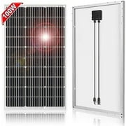 DOKIO 100W 18V Monocrystalline Solar Panel for 12V Battery Charging, 9BB Glass Module with Aluminum Frame, MC4 Connector, Pre-Drilled Holes for Rooftop, RV, Boat, Off-Grid Power
