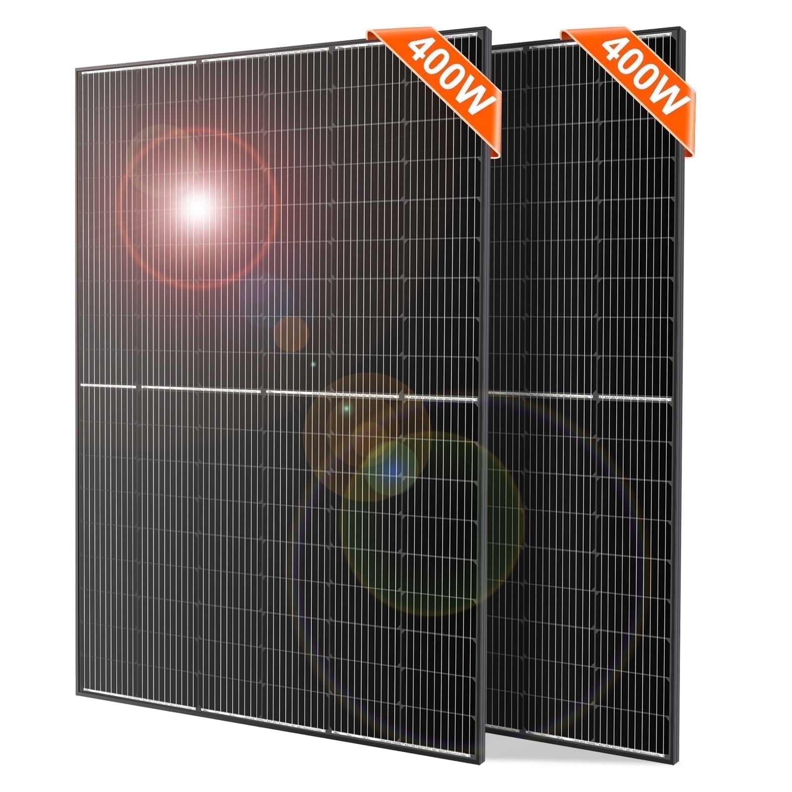 DOKIO 2PCS 400 Watt Solar Panels 10BB 12/24 Volt Solar Panel kit High Efficiency for Rooftop Portable Power Station Farm Yacht and Other Off-Grid Applications（800w）