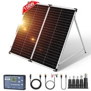DOKIO Portable Foldable 150W 18v Solar Suitcase Monocrystalline, Folding Solar Panel Kit with Controller to Charge 12 Volts Batteries (AGM Lead/Acid Types Vente