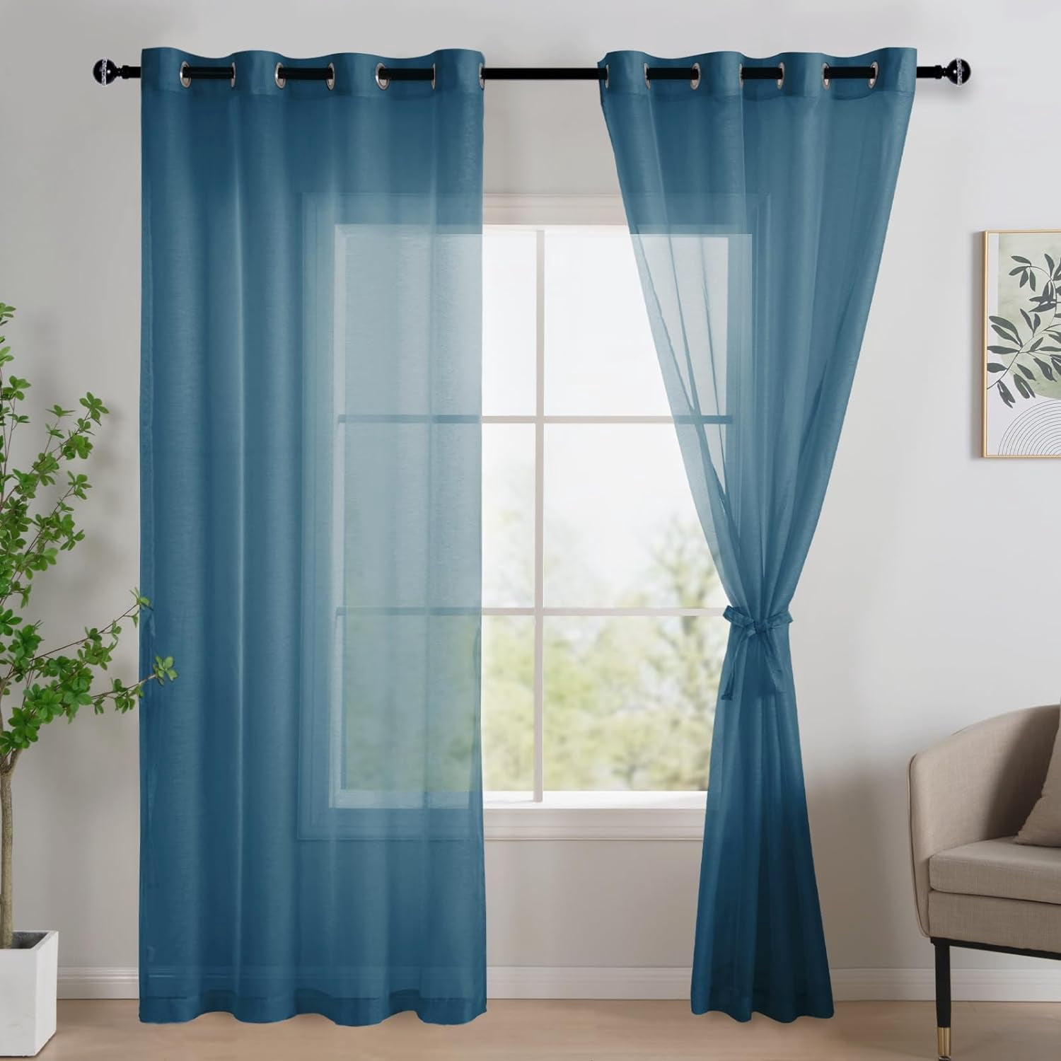 DOKIRO-Semi Sheer Curtains for Living Room - 90 inches Long with ...