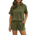 thumbnail image 1 of DOKOTOO 2 Piece Oufits for Women Lounge Set Short Sleeve Shirts Matching High Waisted Shorts with Pockets M, 1 of 8