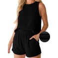 thumbnail image 1 of DOKOTOO 2 Piece Outfits for Women Lounge Sets Casual Crewneck Sleeveless Tops and High Waisted Shorts Summer Matching Set, 1 of 8
