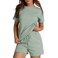 thumbnail image 1 of DOKOTOO 2 Piece Outfits for Women Lounge Sets Casual Short Sleeve Tops with Elastic Waist Shorts Matching Set, 1 of 12