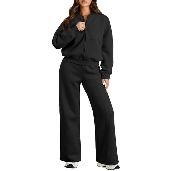 DOKOTOO 2 Piece Sweatsuits for Women Oversized Fleece Sweatsuits Zip Sweatshirt with Sweatpants Tracksuit with Pockets