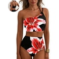 thumbnail image 1 of DOKOTOO Bikini Sets for Women One Shoulder High Waist Floral Print Swimsuit with Tummy Control Stretchy Bathing Suit, 1 of 8