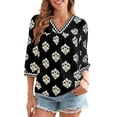thumbnail image 1 of DOKOTOO Blouses for Women Boho Floral Print V Neck Tunic Tops Casual Summer Loose 3/4 Sleeve Chiffon Shirts, 1 of 8