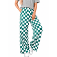 thumbnail image 1 of DOKOTOO Plaid Pants for Women Casual Wide Leg Pants Elastic Waist Loose Comfy Checkered Pants with Pockets, 1 of 9