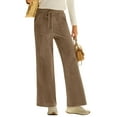 thumbnail image 1 of DOKOTOO Corduroy Pants for Womens Casual High Waisted Drawstring Wide Leg Pants Trousers with Pockets, 1 of 7