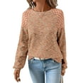 thumbnail image 1 of DOKOTOO Fall Tops for Women Crew Neck Stretchy Pullover Waffle Knit Lace Casual Raglan Long Sleeve Shirts Loose Fit Soft Blouses, 1 of 9