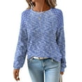 thumbnail image 1 of DOKOTOO Fall Tops for Women Crew Neck Stretchy Pullover Waffle Knit Lace Casual Raglan Long Sleeve Shirts Loose Fit Soft Blouses, 1 of 9