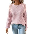thumbnail image 1 of DOKOTOO Fall Tops for Women Crew Neck Stretchy Pullover Waffle Knit Lace Casual Raglan Long Sleeve Shirts Loose Fit Soft Blouses, 1 of 9