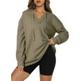 thumbnail image 1 of DOKOTOO Womens Hoodies Oversized Fall Casual Waffle Hooded Sweatshirt Long Sleeve V Neck Drawstring Knit Tops S-2XL, 1 of 10